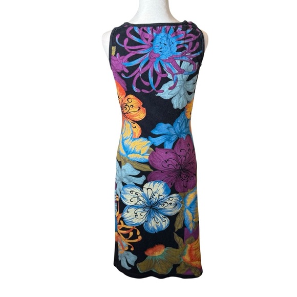 The Kit by Daniel Vosovic Midi Tank Dress Black Floral Camelia Large Art Deco - Picture 4 of 11